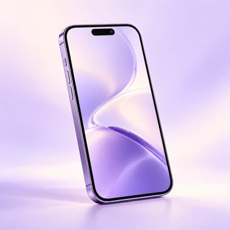 Smartphone in a lavender technology studio